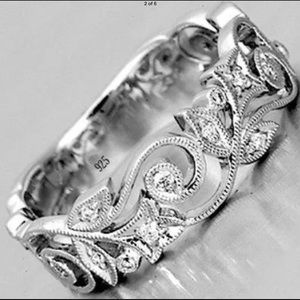 Sterling Silver Floral Flower Vine Ring